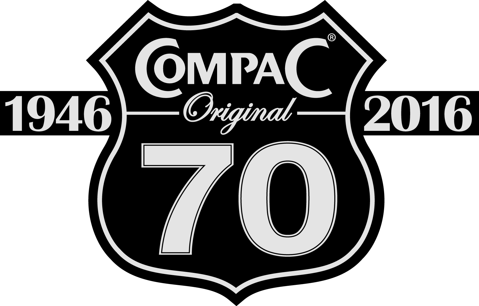 Compac 70 years logo black